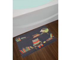 Funny Bookshelf Cat Reading Bath Mat