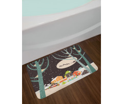 Snow Santa with Deer Town Bath Mat