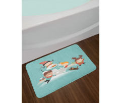 Cartoon of Kids Having Fun Bath Mat