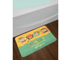 Sunbathing Kids Beach Doodle Bath Mat