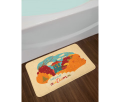 Fall Leaves Trees and House Bath Mat