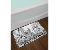 Street of New York Urban Sketch Bath Mat