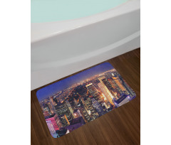 New York Panoramic Aerial Night Bath Mat