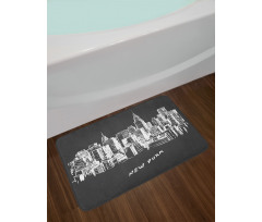 Hand Drawn City Buildings Deco Bath Mat