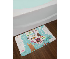 New York Infographic Doodle Map Bath Mat