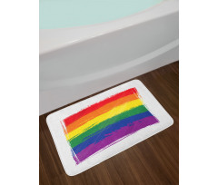 Watercolor Rainbow Flag Love Bath Mat