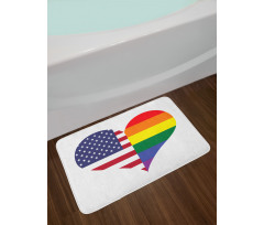 Heart with Old Glory Rainbow Bath Mat