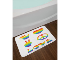 Rainbow Colors Peace and Love Bath Mat