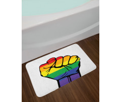 Gay Rights Rainbow Fist LQBT Bath Mat