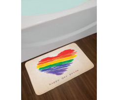 Happy Gay Pride Rainbow Heart Bath Mat