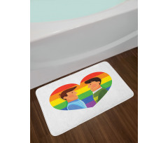 Smiling Men Gay Rainbow Flag Bath Mat