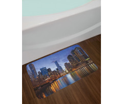 Chicago Riverside at Night Bath Mat