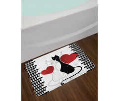 Romantic Couple Pet Kitten Bath Mat