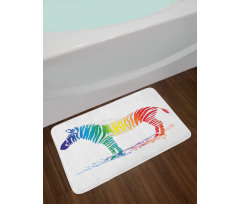 Zebra Rainbow Colors Bath Mat