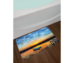 Little Boat on Pond Bath Mat