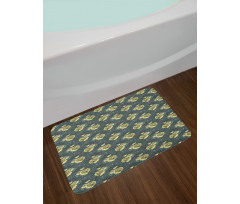 Yellow Tone Roses on Grey Bath Mat