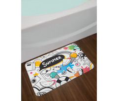 Summer Items Pictogram Bath Mat