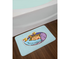 Comic Book Sleeping Girl Bath Mat