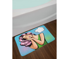 Girl Sleeping Retro Pop Art Bath Mat