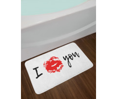 I Kiss You with Lipstick Print Bath Mat