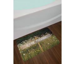 Sign Pole Among Field Bath Mat