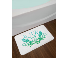 Majestic Crown and Flowers Bath Mat