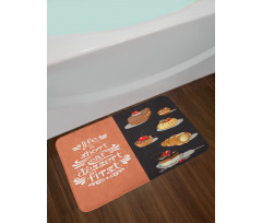 Art Doodle of Tasty Desserts Bath Mat