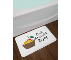 Cherry Top Cupcake Cartoon Bath Mat