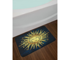 Sun with Antique Woman Face Bath Mat