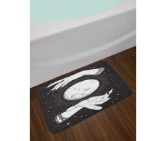 Moon in Fortune Teller Hands Bath Mat