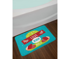 I Love Warm Hugs Gloved Hands Bath Mat