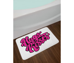 Hugs and Kisses Calligraphy Bath Mat