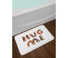 Hug Me Words with Dog Letters Bath Mat