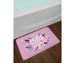 Floral Hugs not Ughs Lettering Bath Mat