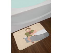 Young Girl with Bun Bath Mat