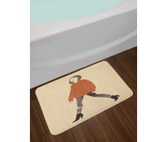 Girl in Fashionable Clothes Bath Mat