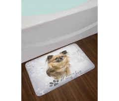 I Love My Dog Paw Print Bath Mat