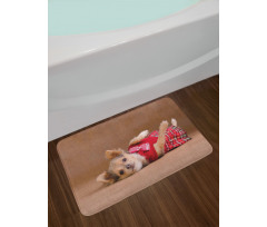 Puppy Wearing Kilt Photo Bath Mat