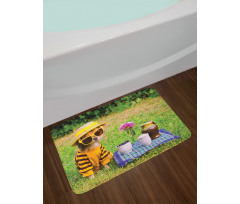 Clothed Puppy at Picnic Bath Mat