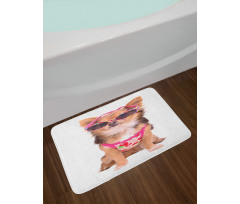 Puppy with Summer Clothes Bath Mat