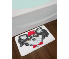 Puppy with Hat and Bow Bath Mat