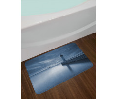 Lighthouse Overcast Sky Bath Mat