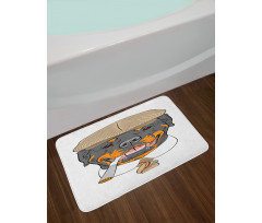 Dog in a Cap and Tie Bath Mat