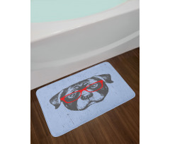 Funny Hipster Dog Bath Mat