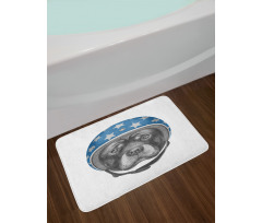 Dog in a Hard Hat Sketch Bath Mat