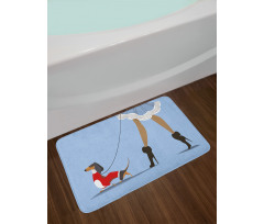 Woman and Dog Fashion Bath Mat