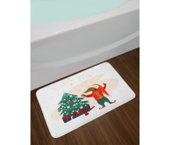 Christmas Dog in Clothes Bath Mat