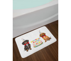 Dogs Happy Birthday Cake Bath Mat