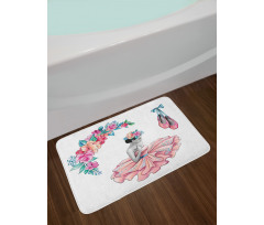 Dancer Girl in Flowers Bath Mat