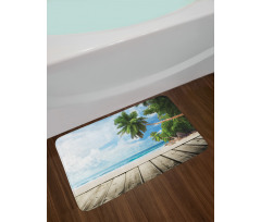 Sandy Tropic Ocean Beach Pier Bath Mat